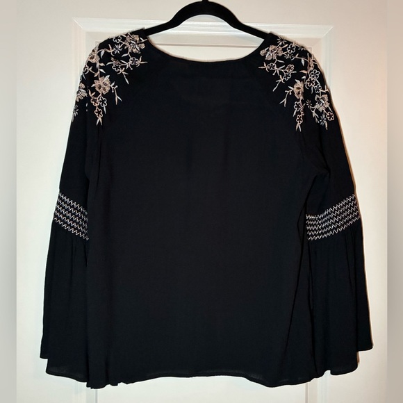 INC International Concepts | Boho Bell-Sleeve Blouse with Floral Embroidery Sz M - Picture 4 of 4